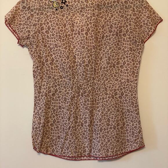 Tokidoki by Koi XS short sleeve scrub top cheetah animal print graphic cotton - Picture 7 of 7